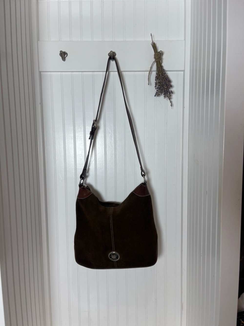 Dooney & Boutke vintage Brown Suede boho Shoulder Bag - Timeless Women's Handbag